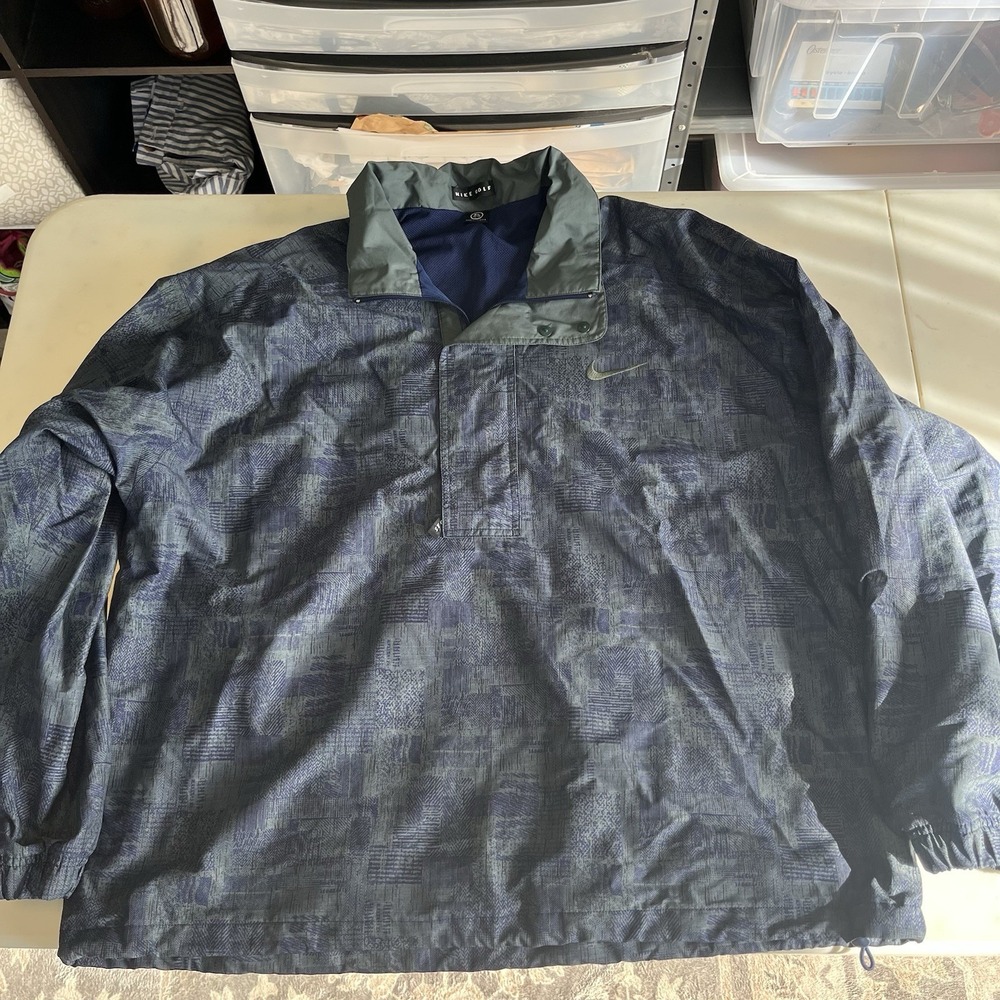 Vintage 90s Nike Golf Pattern Windbreaker Lined Storm Fit Swoosh Vtg Rare Sport